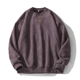 TFETTERS Brand Suede Sweatshirts for Men 2026 New Autumn Winter Clothing Baggy Vintage Pullovers Couples O Neck Oversize Blouse