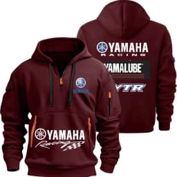 Yamaha YamaLube Logo Motorcycle Racing Team Men Half Zipper Hoodie Spring Male Sweatshirt Fashion Sports Men's Pullover Clothes