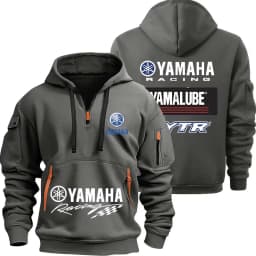 Yamaha YamaLube Logo Motorcycle Racing Team Men Half Zipper Hoodie Spring Male Sweatshirt Fashion Sports Men's Pullover Clothes