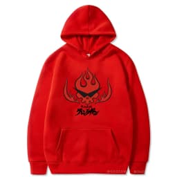 Anime Tengen Toppa Gurren Lagann Letter Hoodies Harajuku Flaming Skull Red Graphic Autumn Winter Warm Patchwork Sweatshirts