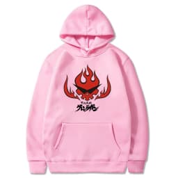 Anime Tengen Toppa Gurren Lagann Letter Hoodies Harajuku Flaming Skull Red Graphic Autumn Winter Warm Patchwork Sweatshirts