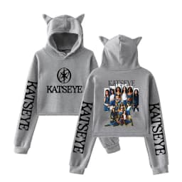 Harajuku Fashion Streetwear Girls Hoodie KATSEYE New Street Style Cat Ear Crop Tops Pullover Girl Vintage Gothic Y2k Sweatshirts