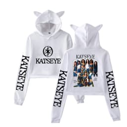 Harajuku Fashion Streetwear Girls Hoodie KATSEYE New Street Style Cat Ear Crop Tops Pullover Girl Vintage Gothic Y2k Sweatshirts