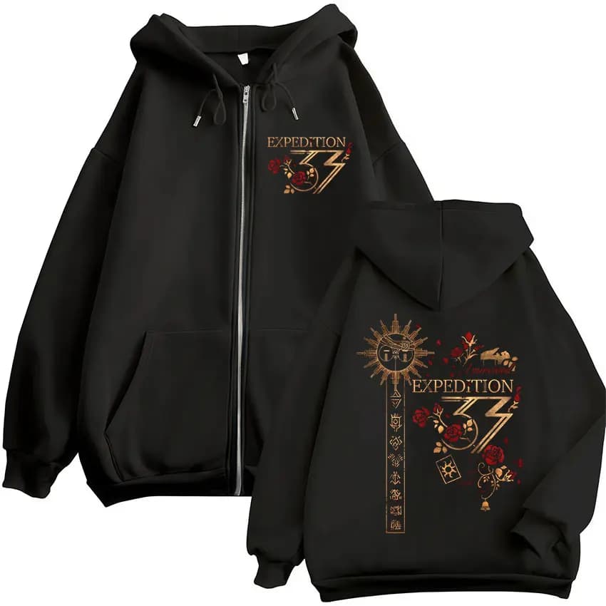 Esquie Game Clair Obscur Expedition 33 Zipper Hoodies Men Women Clothing Casual Oversized Zip Up Hooded Sweatshirts Jacket Coat