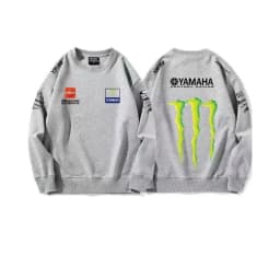Men's Yamaha Monster Energy Racing Sweatshirt Casual Long Sleeve Crew Neck Pullover Motocross Streetwear Loose Fit Tops