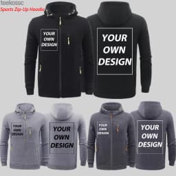 Custom Personalized Design Man Autumn Sport Oversize Zip-Up Hoody Casual Loose Veste Basic Fleece Pocket Streetwear Team Tops