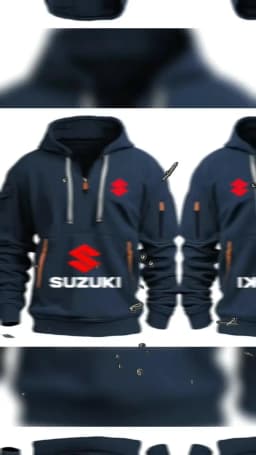 2026 New Motorcycle-style Suzuki Hoodie with Half-Zip Design and Red Logo, Unisex Workwear-style Casual Top