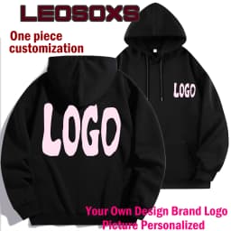DIY Custom Logo Black Hooded Sweatshirt Pure Cotton Long-Sleeved Pullover Casual Top for Men And Women Autumn Winter Fashion