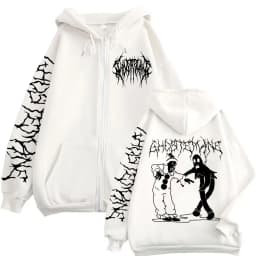 Ghostemane Print Zipper Hoodies Metal Rock Pop Music Zip Up Hooded Sweatshirts Men's Women's Gothic Fashion Vintage Pullovers