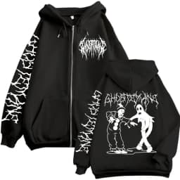 Ghostemane Print Zipper Hoodies Metal Rock Pop Music Zip Up Hooded Sweatshirts Men's Women's Gothic Fashion Vintage Pullovers
