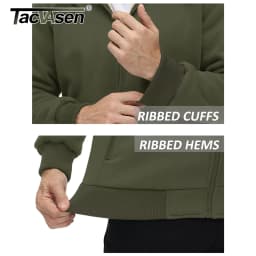 TACVASEN Fleece Lining Winter Hoodie Mens Sherpa Jackets Windproof Full Zip Warm Coats Climbing Hooded Casual Outwear Sportswear