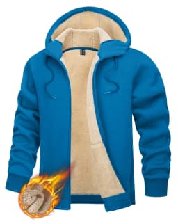 TACVASEN Fleece Lining Winter Hoodie Mens Sherpa Jackets Windproof Full Zip Warm Coats Climbing Hooded Casual Outwear Sportswear