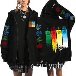 Avatar The Last Airbender Zip Up Hoodies Appa Yip Harajuku Print Zippper Jackets Sweatshirt Fashion Mange Vintage Y2k Streetwear