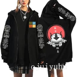 Avatar The Last Airbender Zip Up Hoodies Appa Yip Harajuku Print Zippper Jackets Sweatshirt Fashion Mange Vintage Y2k Streetwear