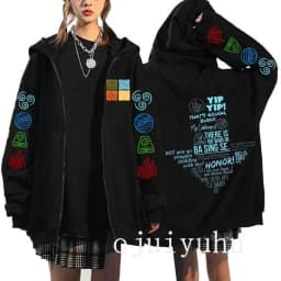 Avatar The Last Airbender Zip Up Hoodies Appa Yip Harajuku Print Zippper Jackets Sweatshirt Fashion Mange Vintage Y2k Streetwear