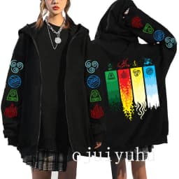 Avatar The Last Airbender Zip Up Hoodies Appa Yip Harajuku Print Zippper Jackets Sweatshirt Fashion Mange Vintage Y2k Streetwear