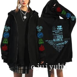 Avatar The Last Airbender Zip Up Hoodies Appa Yip Harajuku Print Zippper Jackets Sweatshirt Fashion Mange Vintage Y2k Streetwear