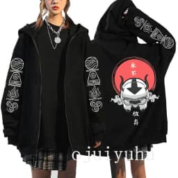 Avatar The Last Airbender Zip Up Hoodies Appa Yip Harajuku Print Zippper Jackets Sweatshirt Fashion Mange Vintage Y2k Streetwear