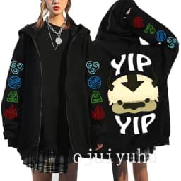 Avatar The Last Airbender Zip Up Hoodies Appa Yip Harajuku Print Zippper Jackets Sweatshirt Fashion Mange Vintage Y2k Streetwear