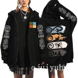 Avatar The Last Airbender Zip Up Hoodies Appa Yip Harajuku Print Zippper Jackets Sweatshirt Fashion Mange Vintage Y2k Streetwear