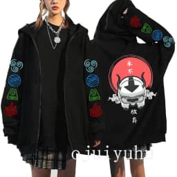 Avatar The Last Airbender Zip Up Hoodies Appa Yip Harajuku Print Zippper Jackets Sweatshirt Fashion Mange Vintage Y2k Streetwear