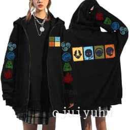 Avatar The Last Airbender Zip Up Hoodies Appa Yip Harajuku Print Zippper Jackets Sweatshirt Fashion Mange Vintage Y2k Streetwear