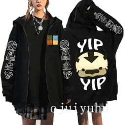 Avatar The Last Airbender Zip Up Hoodies Appa Yip Harajuku Print Zippper Jackets Sweatshirt Fashion Mange Vintage Y2k Streetwear