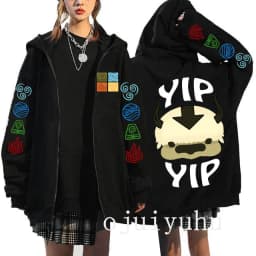 Avatar The Last Airbender Zip Up Hoodies Appa Yip Harajuku Print Zippper Jackets Sweatshirt Fashion Mange Vintage Y2k Streetwear