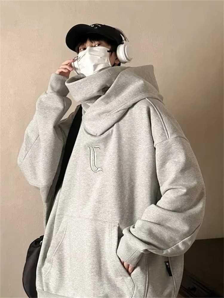 American High Street Functional Style Hooded High Collar Jacket Men's Oversize Versatile Casual Top Trendy Autumn Wear