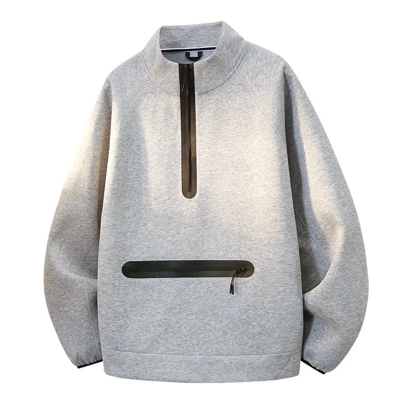 Spring and Autumn New Solid Color Outdoor Sports Multi-pocket Pullover Sweatshirt Men's Casual Loose Breathable Plus Size Top