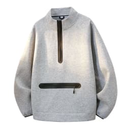 Spring and Autumn New Solid Color Outdoor Sports Multi-pocket Pullover Sweatshirt Men's Casual Loose Breathable Plus Size Top