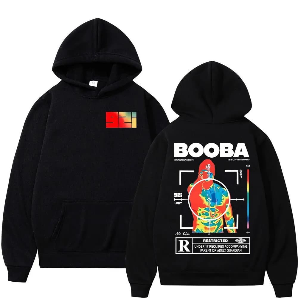 France Rapper BOOBA B2O Tour 2025 Hoodies Men's Retro Style Hip Hop Long Sleeves Hooded Sweatshirts Clothing Oversized Pullover