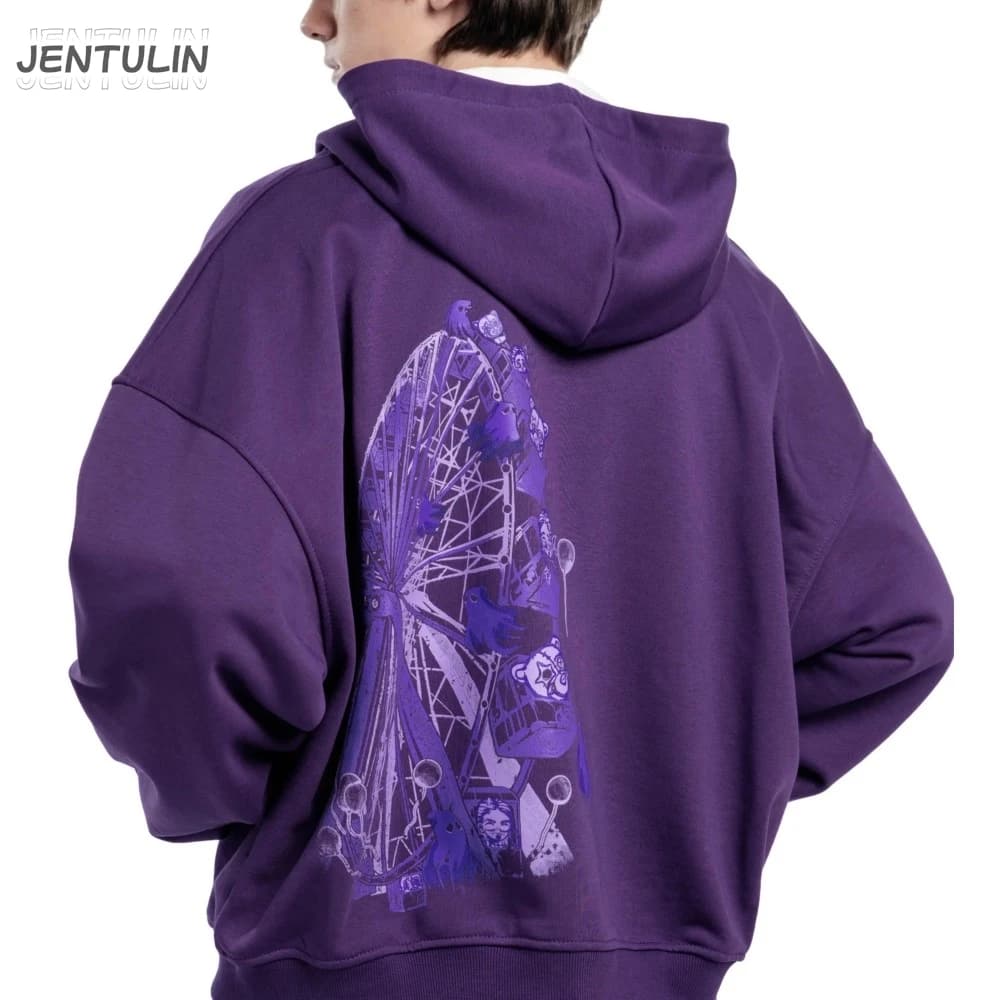 Streetwear Men Ghost wheel Zipper Hoodie Phantasmagoria Graphic Zip Hooded Pullover Sweatshirt Hip Hop Jacket Y2K Clothing Tops