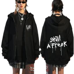 Korn Music Concert Rock Band WORLD TOUR Zipper Hoodie Men Vintage Metal Gothic Oversized Zip Up Sweatshirt Punk Hip Hop Hoodies