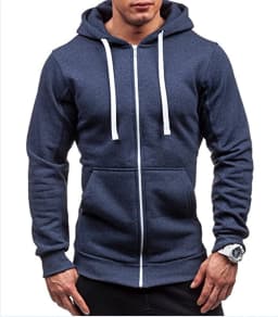 Men Hoodie Sweatshirts Autumn Winter Long Sleeve Front Pocket Zip Up Solid Hoody Coats BSD-ZW08