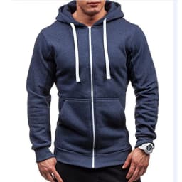 Men Hoodie Sweatshirts Autumn Winter Long Sleeve Front Pocket Zip Up Solid Hoody Coats BSD-ZW08