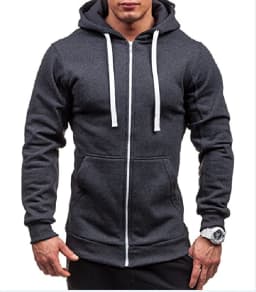 Men Hoodie Sweatshirts Autumn Winter Long Sleeve Front Pocket Zip Up Solid Hoody Coats BSD-ZW08