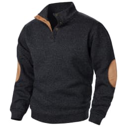 Men's Autumn Sweatshirt Patchwork Contrast Color Hoodies Stand Collar Men Botton Down Vintage Pullovers
