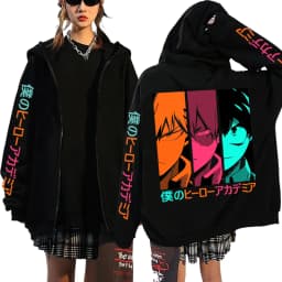 Anime My Hero Academia Todoroki Shoto Zip Up Hoodies Funny Bakugou Katsuki Harajuku Oversize Streetwear Clothes zipper coats