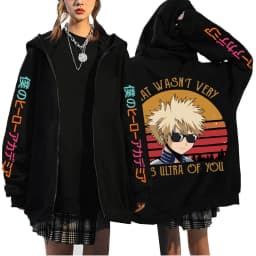 Anime My Hero Academia Todoroki Shoto Zip Up Hoodies Funny Bakugou Katsuki Harajuku Oversize Streetwear Clothes zipper coats