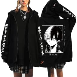 Anime My Hero Academia Todoroki Shoto Zip Up Hoodies Funny Bakugou Katsuki Harajuku Oversize Streetwear Clothes zipper coats