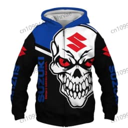 Men's Suzuki motorcycle racing hoodie, 3D digital print hooded sweatshirt, stylish zip-up jacket, casual sportswear