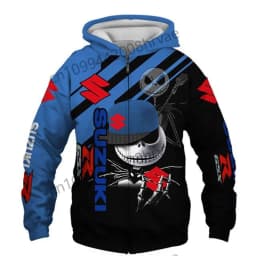 Men's Suzuki motorcycle racing hoodie, 3D digital print hooded sweatshirt, stylish zip-up jacket, casual sportswear