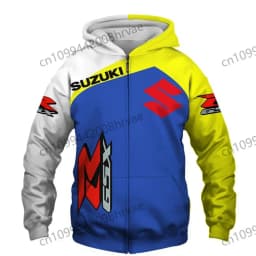 Men's Suzuki motorcycle racing hoodie, 3D digital print hooded sweatshirt, stylish zip-up jacket, casual sportswear