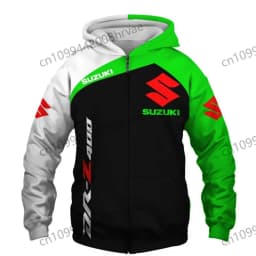 Men's Suzuki motorcycle racing hoodie, 3D digital print hooded sweatshirt, stylish zip-up jacket, casual sportswear