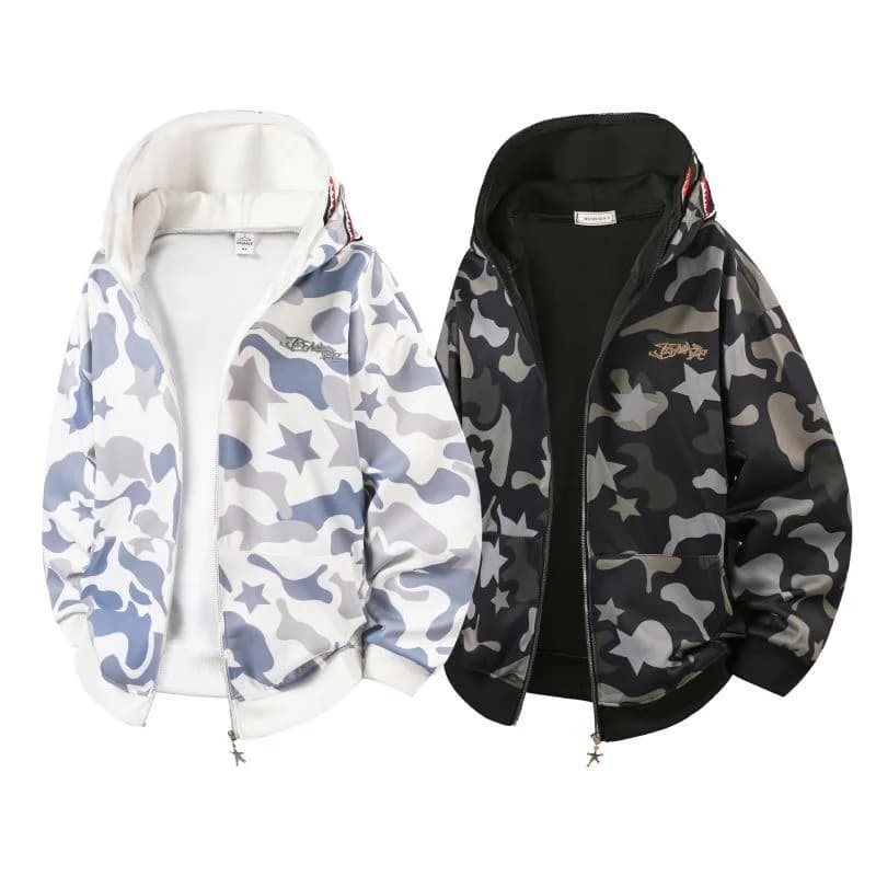 New Autumn and Winter Fashion Trend Printed American Retro Sports Hoodie Men's Casual Loose Comfortable Plus Size Jacket M-3XL