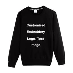 Custom Embroidery Logo Solid Sweatshirts Spring Autumn Warm Sweatshirt High Quality Men Tops Male Brand Hip Hop Pullover
