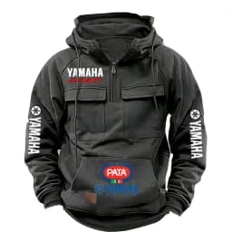 Yamaha Men's Muscle Movement Workwear Style Spring-Autumn New Model Fashion Solid Color Multi-Pocket Long-Sleeved Hooded Sweats