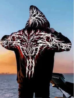Mens Hoodie Hot Stamping Process Dark Reflective Embroidery Streetwear Harajuku Unisex Red Loose Fit Motorcycle Riding Casual