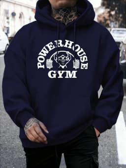 Powerhouse Gym Letter Printing Men Comfy Basics Hoodie Fleece Pullovers Simple O-Neck Long Sleeve Unisex Street Hip Hop Clothes